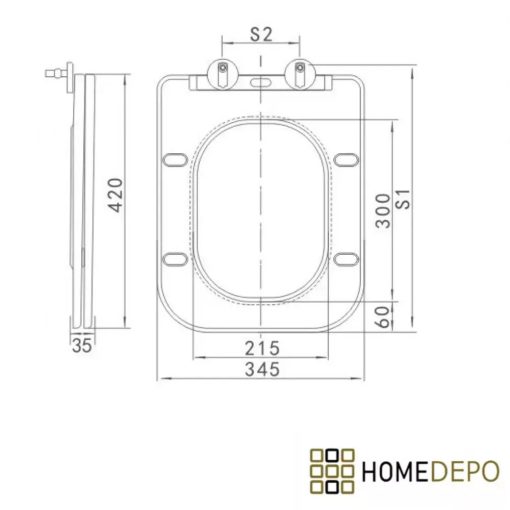 HD Slim "S" Matt White WC tető matt fehér zsanérral