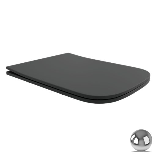HD Slim "S" Matt Antracit WC tető fényes króm zsanérral