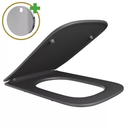 HD Slim "S" Matt Antracit WC tető fényes króm zsanérral