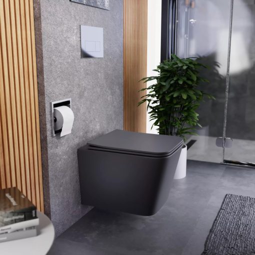 HD Slim "S" Matt Antracit WC tető fényes króm zsanérral