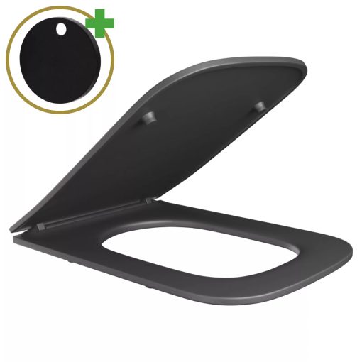 HD Slim "S" Matt Antracit WC tető matt fekete zsanérral