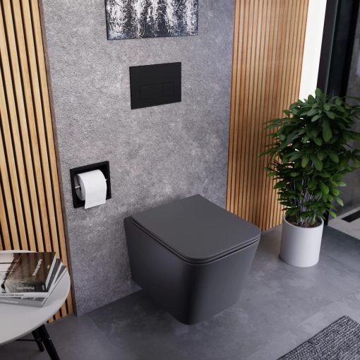 HD Slim "S" Matt Antracit WC tető matt fekete zsanérral