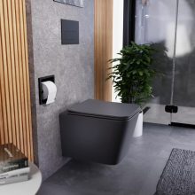 HD Slim "S" Matt Antracit WC tető matt fekete zsanérral