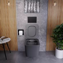 HD Slim "S" Matt Antracit WC tető matt fekete zsanérral