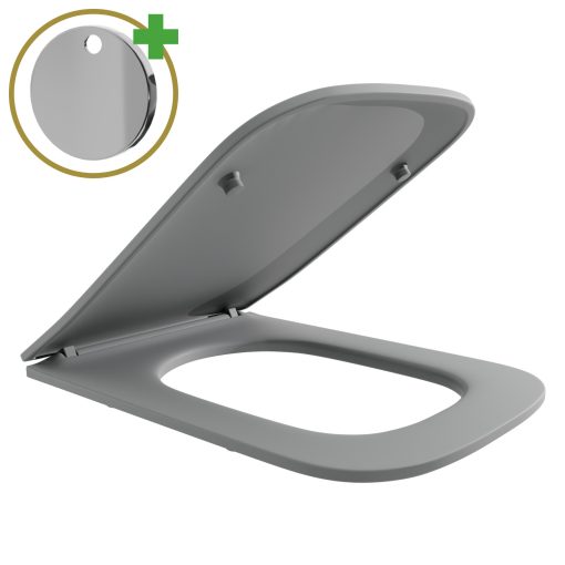 HD Slim "S" Matt Grey WC tető fényes króm zsanérral