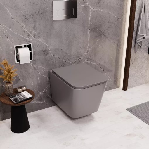 HD Slim "S" Matt Grey WC tető fényes króm zsanérral