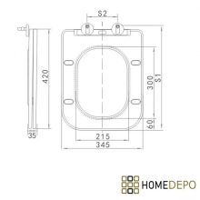 HD Slim "S" Matt Grey WC tető fényes króm zsanérral