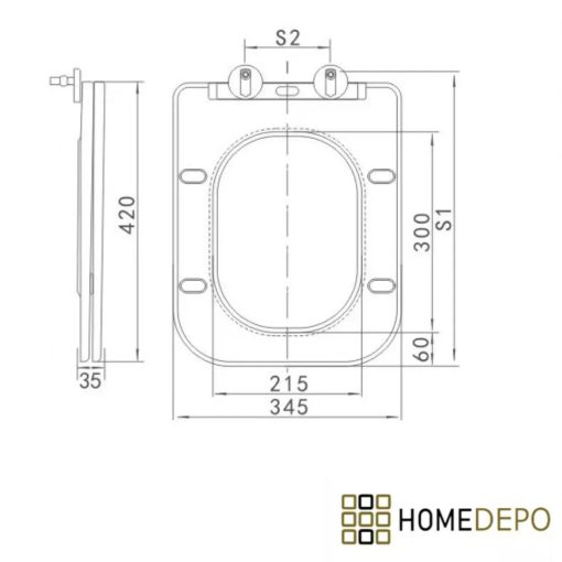 HD Slim "S" Matt Grey WC tető fényes króm zsanérral