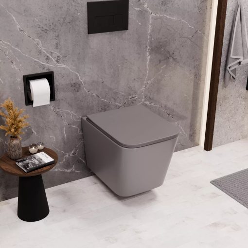 HD Slim "S" Matt Grey WC tető matt fekete zsanérral