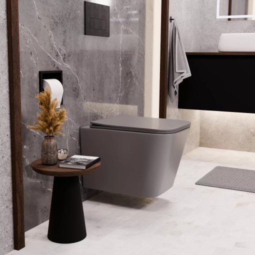 HD Slim "S" Matt Grey WC tető matt fekete zsanérral