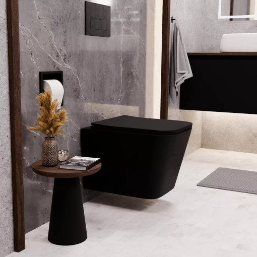 HD Slim "S" Matt Black WC tető matt fekete zsanérral