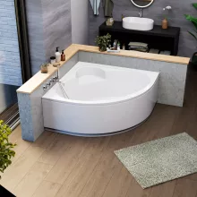 HD Sense 130x130 cm széles szimmetrikus íves akril sarokkád lábbal és előlappal