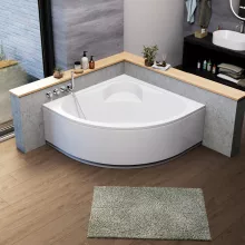 HD Sense 130x130 cm széles szimmetrikus íves akril sarokkád lábbal és előlappal