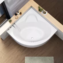 HD Sense 130x130 cm széles szimmetrikus íves akril sarokkád lábbal és előlappal