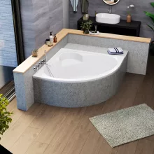 HD Sense 130x130 cm széles szimmetrikus íves akril sarokkád lábbal