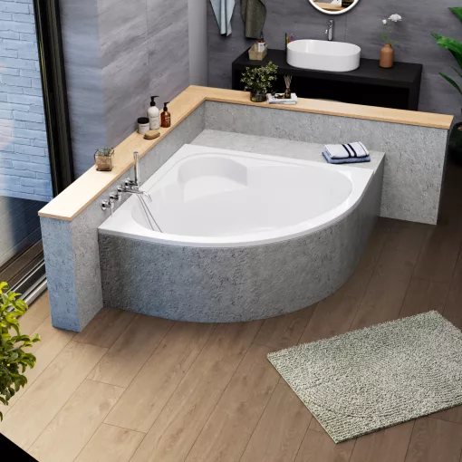 HD Sense 130x130 cm széles szimmetrikus íves akril sarokkád lábbal