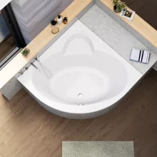 HD Sense 130x130 cm széles szimmetrikus íves akril sarokkád lábbal