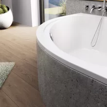 HD Sense 130x130 cm széles szimmetrikus íves akril sarokkád lábbal