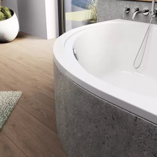 HD Sense 130x130 cm széles szimmetrikus íves akril sarokkád lábbal