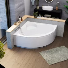 HD Sense 140x140 cm széles szimmetrikus íves akril sarokkád lábbal és előlappal