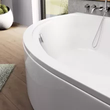 HD Sense 140x140 cm széles szimmetrikus íves akril sarokkád lábbal és előlappal