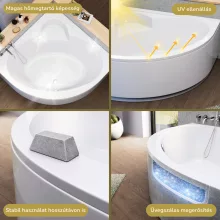 HD Sense 140x140 cm széles szimmetrikus íves akril sarokkád lábbal és előlappal