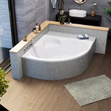 HD Sense 140x140 cm széles szimmetrikus íves akril sarokkád lábbal