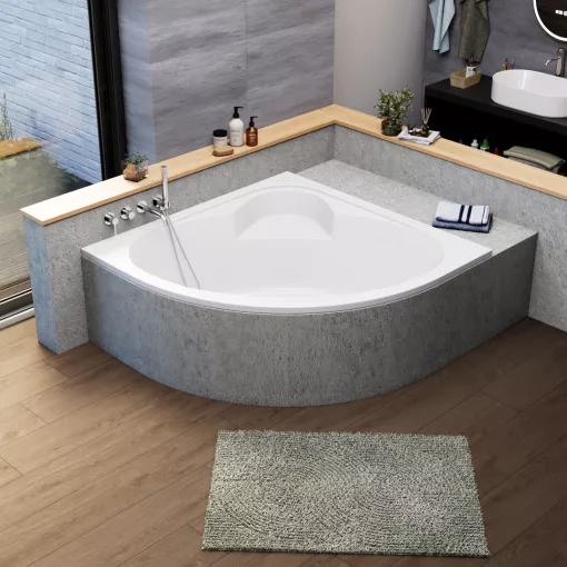 HD Sense 140x140 cm széles szimmetrikus íves akril sarokkád lábbal