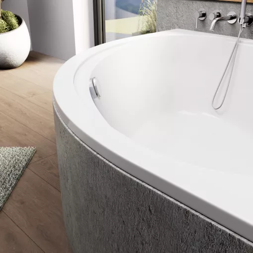 HD Sense 140x140 cm széles szimmetrikus íves akril sarokkád lábbal