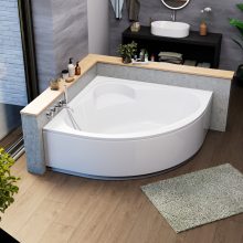 HD Sense 150x150 cm széles szimmetrikus íves akril sarokkád lábbal és előlappal