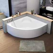 HD Sense 150x150 cm széles szimmetrikus íves akril sarokkád lábbal és előlappal