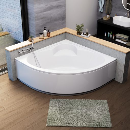 HD Sense 150x150 cm széles szimmetrikus íves akril sarokkád lábbal és előlappal