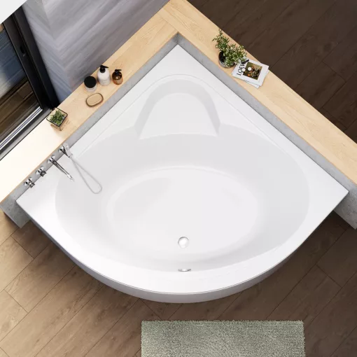 HD Sense 150x150 cm széles szimmetrikus íves akril sarokkád lábbal és előlappal