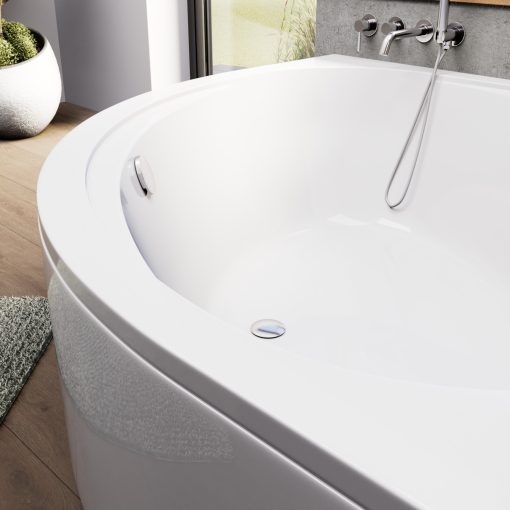 HD Sense 150x150 cm széles szimmetrikus íves akril sarokkád lábbal és előlappal