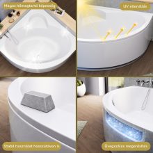 HD Sense 150x150 cm széles szimmetrikus íves akril sarokkád lábbal és előlappal