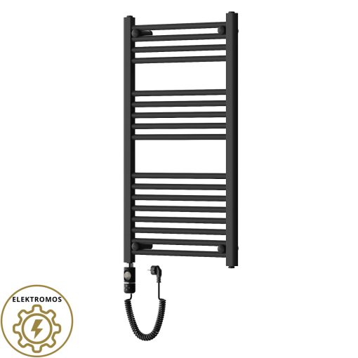 HD Standard Black 1000x500 mm egyenes elektromos törölközőszárító radiátor 400W-os fűtőpatronnal, matt fekete