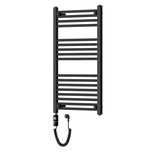 HD Standard Black 1000x500 mm egyenes elektromos törölközőszárító radiátor 400W-os fűtőpatronnal, matt fekete