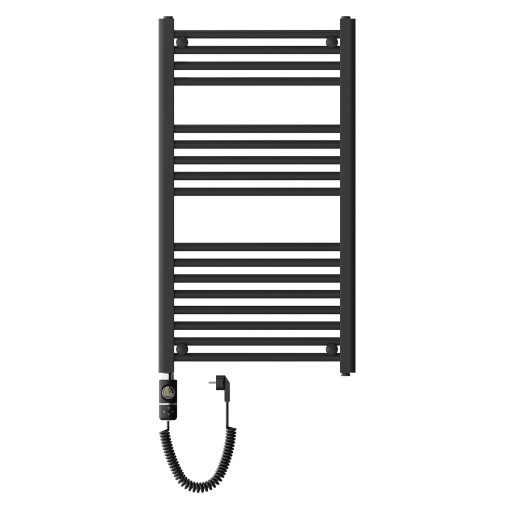 HD Standard Black 1000x500 mm egyenes elektromos törölközőszárító radiátor 400W-os fűtőpatronnal, matt fekete