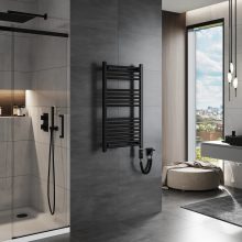 HD Standard Black 1000x500 mm egyenes elektromos törölközőszárító radiátor 400W-os fűtőpatronnal, matt fekete