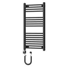 HD Standard Black 1000x500 mm egyenes smart elektromos törölközőszárító radiátor 400W-os wifi-s fűtőpatronnal, matt fekete