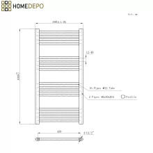 HD Standard Black 1000x500 mm egyenes smart elektromos törölközőszárító radiátor 400W-os wifi-s fűtőpatronnal, matt fekete