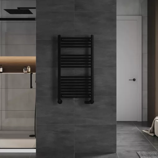 HD Standard Black 1000x500 mm egyenes törölközőszárító radiátor, matt fekete
