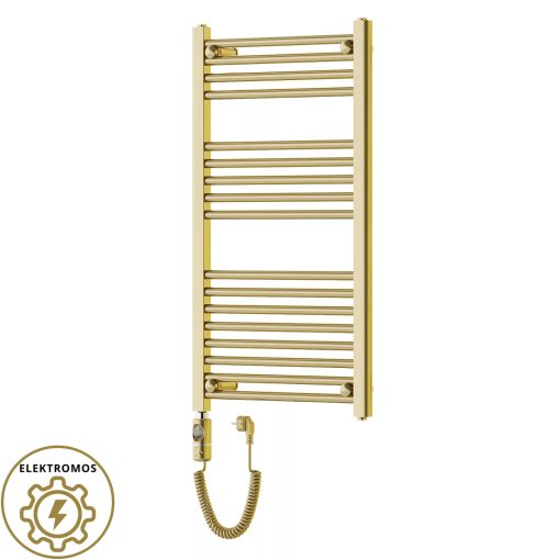HD Standard Gold 1000x500 mm egyenes elektromos törölközőszárító radiátor 400W-os fűtőpatronnal, fényes arany