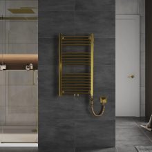 HD Standard Gold 1000x500 mm egyenes elektromos törölközőszárító radiátor 400W-os fűtőpatronnal, fényes arany