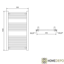 HD Standard Gold 1000x500 mm egyenes törölközőszárító radiátor, fényes arany