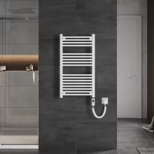 HD Standard White 1000x500 mm egyenes elektromos törölközőszárító radiátor 400W-os fűtőpatronnal, fényes fehér
