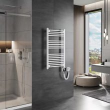 HD Standard White 1000x500 mm egyenes smart elektromos törölközőszárító radiátor 400W-os wifi-s fűtőpatronnal, fényes fehér