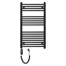HD Standard Black 1000x500 mm íves elektromos törölközőszárító radiátor 400W-os fűtőpatronnal, matt fekete