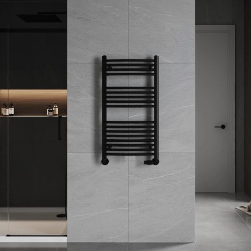 HD Standard Black 1000x500 mm íves törölközőszárító radiátor, matt fekete