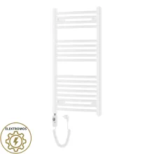 HD Standard White 1000x500 mm íves elektromos törölközőszárító radiátor 400W-os fűtőpatronnal, fényes fehér
